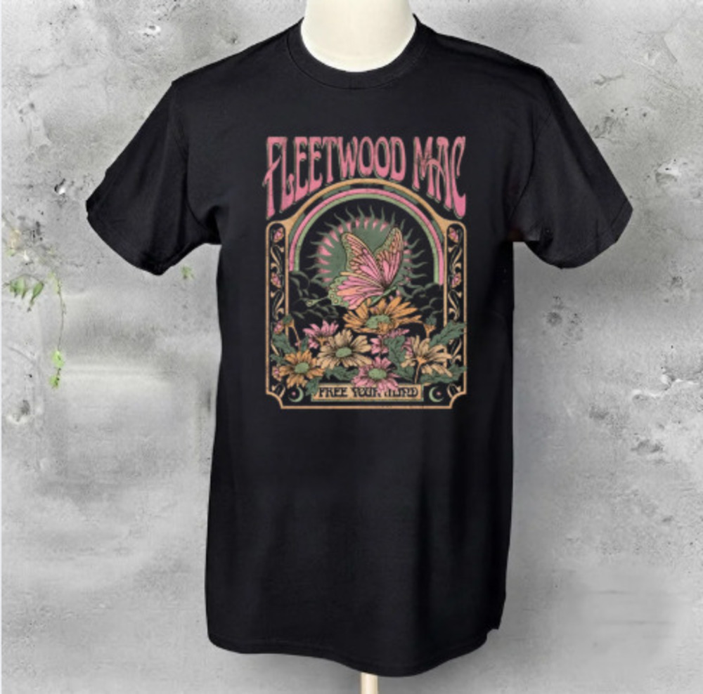 Fleetwood Mac Free Your Mind Butterfly Flowers Rock Band Graphic T-Shirt